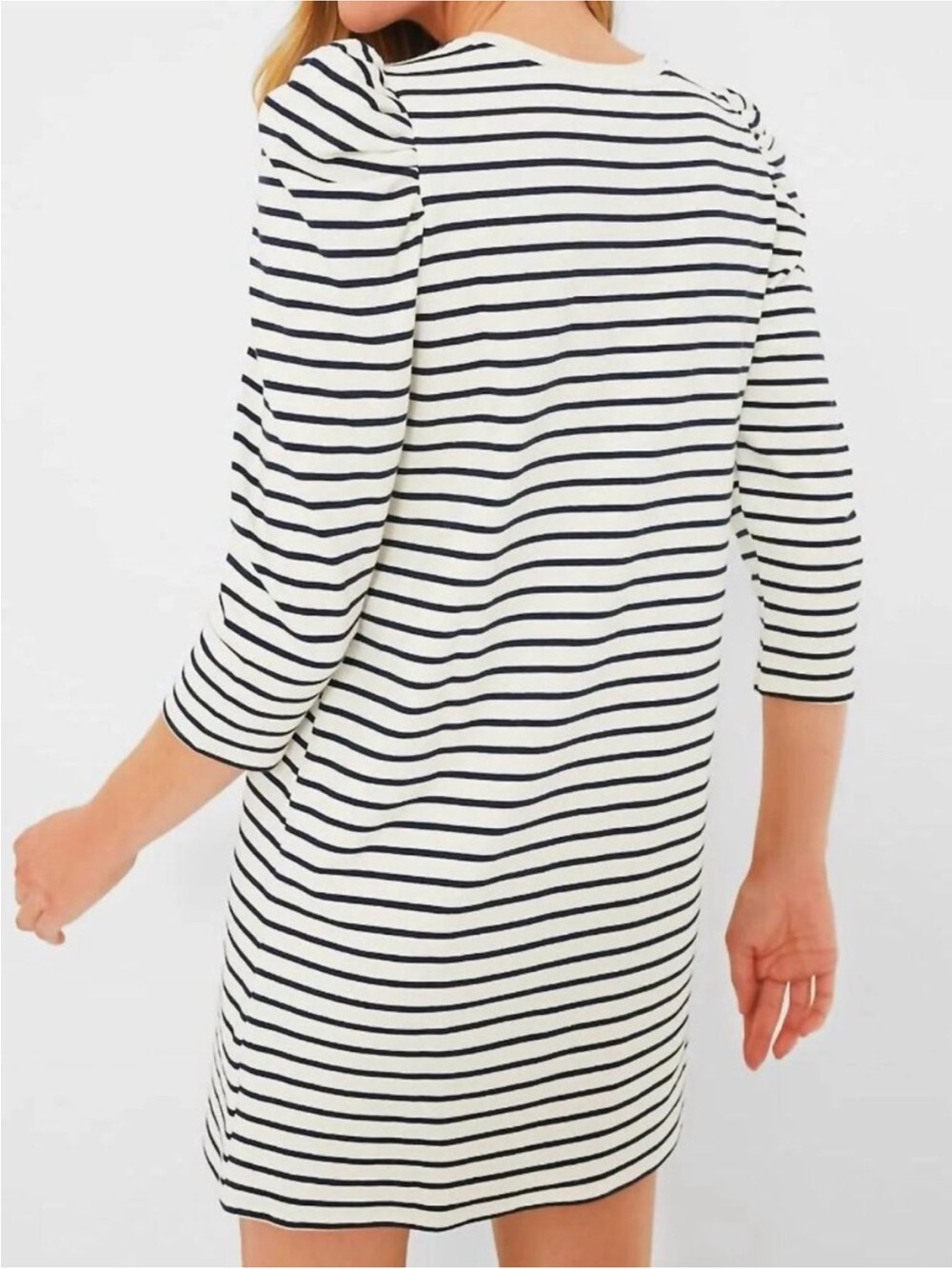 Tuckernuck Pomander Place Striped Knit Popover Striped Dress in Navy & Cream - Picture 2 of 8